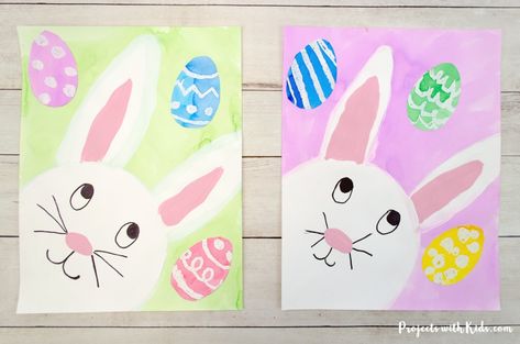 This Easter bunny painting is a fun multimedia art project that will have kids painting with acrylics and watercolors. Free bunny templates included. Easter Drawings Ideas, Chocolate Scotcheroos, Drawings Ideas For Kids, Easter Bunny Painting, Bunny Art Projects, Scotcheroos Recipe, Owl Necklaces, Easter Art Project, Shamrock Art