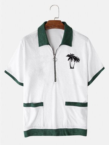 I found this amazing Mens Coconut Tree Embroidered Zip Contrast Towelling Short Sleeve Golf Shirts with US$21.99,and 14 days return or refund guarantee protect to us. --Newchic Preppy Shorts, African Wear Styles For Men, Tree Embroidery, Holiday Shirts, Shirt Sale, Golf Shirts, Cute Shirts, Cut And Style, Collar Shirts