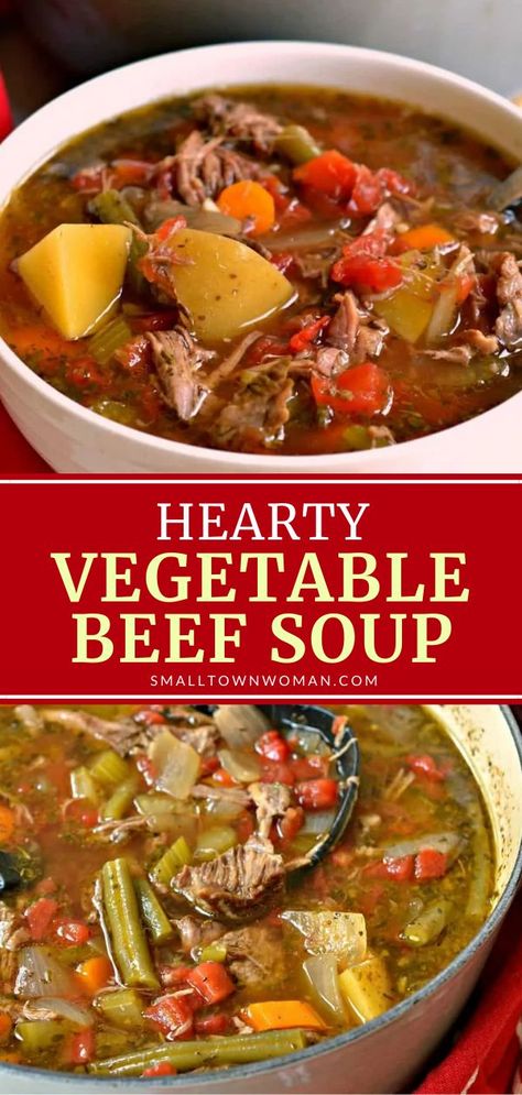 Homemade Vegetable Beef Soup, Roasted Vegetable Soup, Potatoes Tomatoes, Carrots Potatoes, Beef Soup Recipes, Recipe For Dinner, Vegetable Beef Soup, Winter Comfort Food, Vegetable Soup Recipes