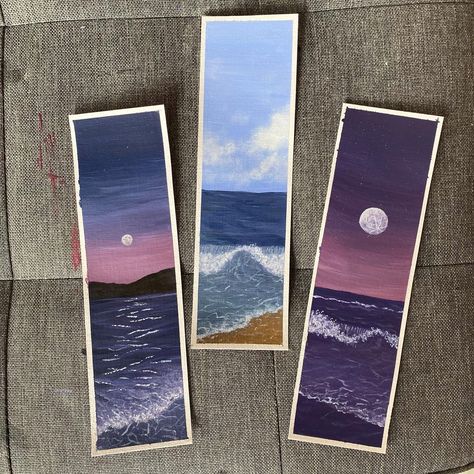 These bookmark are available on my website (Click on image to be directed to my website). These bookmarks are finshed with a white ribbon and a small sticker on the back, which you will be able see on my website. I love how these seascapes paintings turned out. Bookmarks Painting, Watercolors Paints, Seascapes Paintings, Harry Styles Drawing, Pine Tree Art, Handmade Bookmarks Diy, Bookmark Craft, Minimalist Watercolor, Oil Pastel Paintings