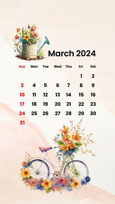 Printable Calendar for March 2024 #march #wallpaper #aesthetic #flowers #flower #background #android #iphone #android #phone #printable #free #spring #monthly #calendar Filofax Diy, Phone Printable, March Wallpaper, Background Android, Aesthetic Flowers, Calendar Wallpaper, 2024 Calendar, Planner Supplies, Flower Background