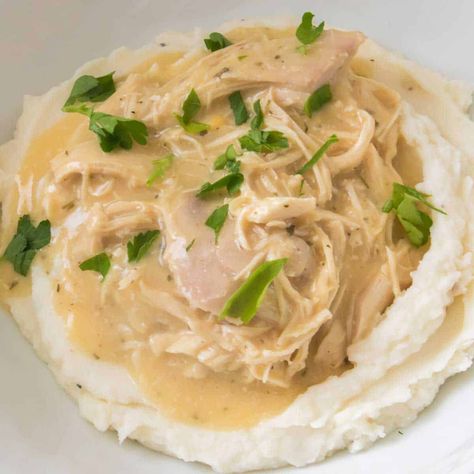 Instant Pot Chicken And Gravy, Crock Pot Chicken And Gravy, Crockpot Chicken And Gravy, Chicken And Gravy, Easy Slow Cooker Chicken, Crock Pot Chicken, Chicken Gravy, Homemade Alfredo Sauce, Gravy Recipe