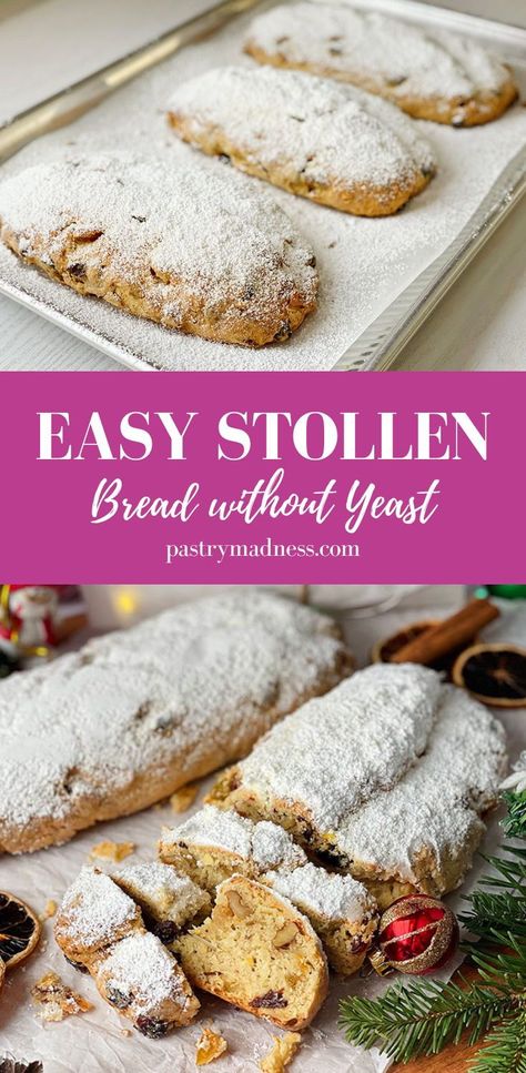 Stollen Bread Recipe, Stolen Bread Recipe, Christmas Baking Treats, Easy Stollen Recipe, Christmas Fruitcakes, Christmas Stollen Recipe, Stollen Cake, Stollen Bread, Stollen Recipe