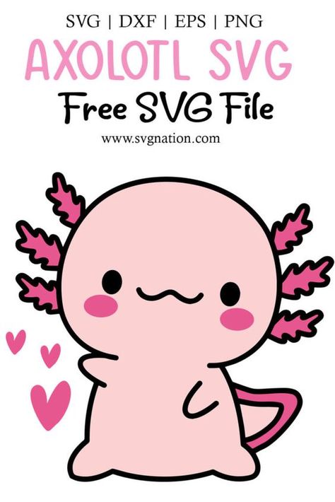 Axolotl SVG - Free SVG Files #svg #svgquotes #svgideas #svgfiles #freesvg #svgdesigns Axolotl Craft Ideas, Axolotl Svg Free, Cricut Png Files Free, Squishmallow Svg Free, Axolotl Cricut, Free Cricut Svgs, Animal Svg Files Free, Sticker Svg Free, Axolotl Crafts For Kids