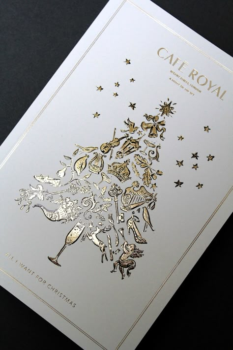 Hotel Cafe Royal Christmas Brochure on Behance Brochure Graphic Design, Christmas Menu Design, Christmas Signage, Cocktail Book Design, Christmas Packaging Design, Luxury Christmas Cards, Christmas Brochure, Hotel Christmas, Harrods Christmas