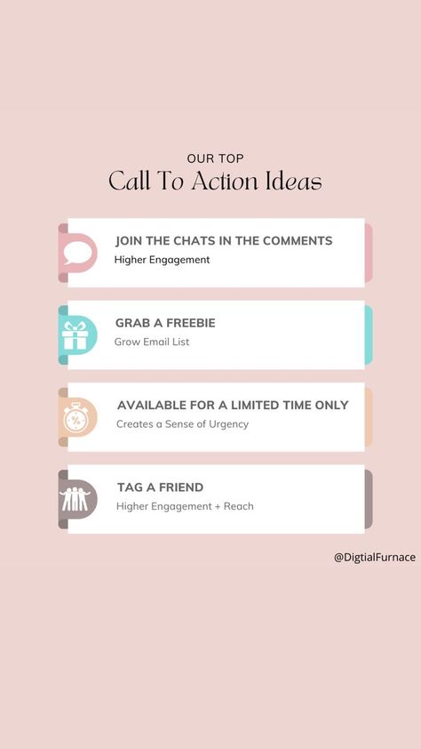 Are you wondering how best to use a call to action on Instagram for your business?🤔 A compelling call to action (or CTA) is key to a strong Instagram strategy - it can help drive website traffic, increase sales, and improve conversion rates🤯 In this post I’m going to share with you our favorite CTA’s 💗 Don’t forget to save so you can use these in your upcoming posts! Call To Action Ideas, Grow Email List, Social Media 101, Friends High, Social Media Marketing Content, Business Content, Instagram Engagement, Social Media Marketing Business, Instagram Strategy