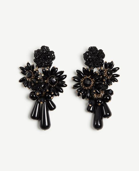 Luxury Stone Work Earrings For Wedding, Luxury Black Earrings For Evening, Luxury Black Traditional Earrings, Luxury Traditional Black Earrings, Black Statement Earrings, Elegant Black Flower-shaped Earrings, Black Stone Earrings, Sparkle Jewelry, Sparkly Earrings