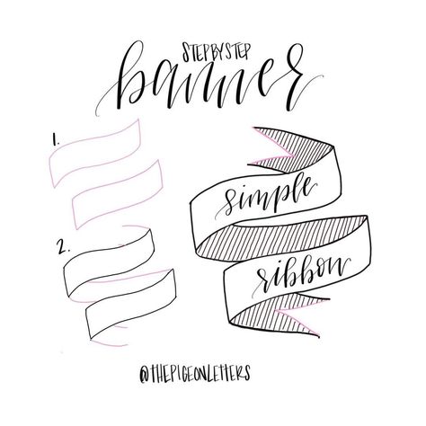 Peggy Dean on Instagram: “Day 4 Banner Tutorial Series ~ Ribbon style! Enjoy!” How To Draw Ribbon, Banner Tutorial, Planner Doodles, Botanical Line Drawing, Ribbon Style, Banner Drawing, Note Doodles, Art Basics, Line Artwork