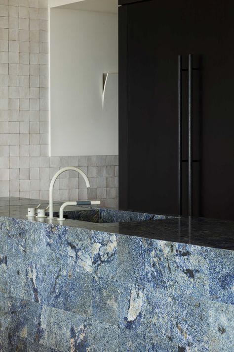 5 marble alternatives to consider for on-trend countertops | Livingetc Black Kitchen Countertops, Luxe Kitchen, Types Of Granite, Granite Tiles, Rough Luxe, Living Etc, Blue Granite, Kitchen Countertop Materials, Australian Interior Design