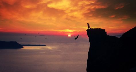 8 of Americas most extreme cliff jumpers throw down on the countries most dangerous spots http://bit.ly/1Lfc8qL Shadow Silhouette, Cliff Diving, Need A Vacation, Sun Sets, Wow Art, Skydiving, Pics Art, On The Edge, Beautiful Photography