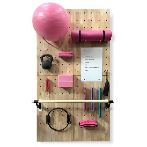 myWall® 85"H x 47.25"W Pegboard | Wayfair Gym Storage Wall, Yoga Storage Ideas, Yoga Ball Storage, Gym Wall Storage, Yoga Equipment Storage, Yoga Studio Storage, Store Wall Design, Peg Board Organization, Wall Display Unit