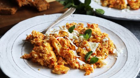 Greek Scrambled Eggs Recipe - NYT Cooking Scrambled Eggs With Tomatoes, Eggs With Tomatoes, Best Egg Recipes, Scrambled Eggs Recipe, Kid Recipes, Scrambled Egg, Chutney Recipe, Eggs Recipe, Greek Dishes