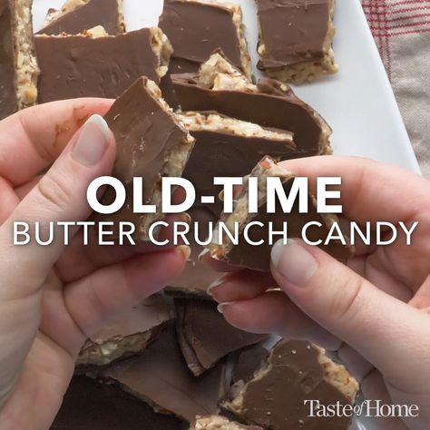 Butter Crunch, Butter Pecan Crunch, Brown Butter Cinnamon Toast Crunch Treats, Butter Crunch Toffee Recipe, Butterfinger Crunch Caramel Bars, Butter Toffee Cashew Crunch, Old Time Butter Crunch Candy, Soft Toffee, Toffee Candy