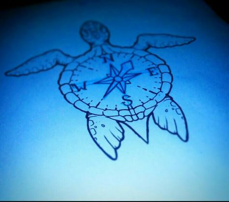 Turtle Compass Tattoo, Compass Tattoos, Turtle Tattoo, Compass Rose, A Turtle, Dope Art, Compass Tattoo, Dreamcatcher Tattoo, Art Stuff