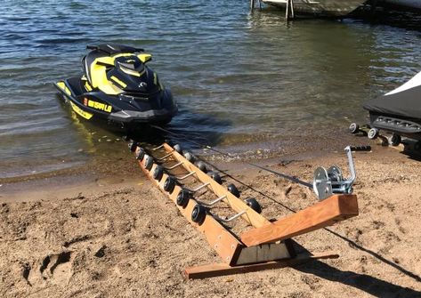 Dock your Jet Ski / PWC conveniently on your shore. Boat Lift Dock, Hand Crank Winch, Bayou House, Canoe Rack, Boat Canopy, Floating Boat Docks, Jet Ski Dock, Yamaha Waverunner, Lake Dock