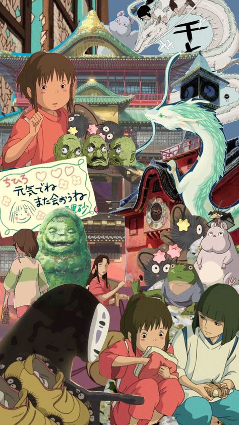 i just finished spirited away and i loved it🫶 #studioghibli #spiritedaway #collage #anime #aesthetic #moodboard #movie #animation Anime Collage Art, Anime Collage Aesthetic, Anime Collage Wallpaper Aesthetic, Aesthetic Anime Collage, Wall Collage Anime, Anime Collage Wallpaper, Ghibli Collage, Paint Swatch Art, Film Collage