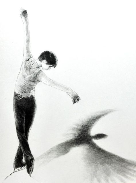 Ice Skate Drawing, Male Figure Skaters, My Muse, Ange Demon, Skate Art, Ice Skaters, Yuzuru Hanyu, Miyagi, Sendai