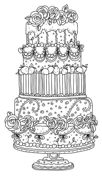 Cake Coloring Pages, Cake Coloring, 100 Birthday, Food Coloring Pages, Adult Colouring Pages, Easy Coloring Pages, Colorful Cakes, Digi Stamps, Free Printable Coloring