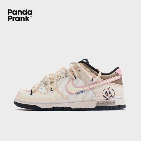 Step into a world of feminine flair and custom craftsmanship with the Pink Vibes Dunk Low sneakers from Pandaprank. Designed specifically for women who appreciate both style and performance, these kicks blend the iconic Dunk Low silhouette with a personalized touch.Radiate confidence with every step in these custom shoes, featuring a captivating pink colorway that exudes charm and uniqueness. Whether you're navigating the urban jungle or perfecting your skateboarding skills, the Pink Vibes ... Affordable Pink Sneakers With Flat Heel, Nike 1 Low, Cool Sneakers Women, Cute Sneaker Outfits, Kotak Bento, Pretty Sneakers, Urban Shoes, Custom Kicks, Radiate Confidence