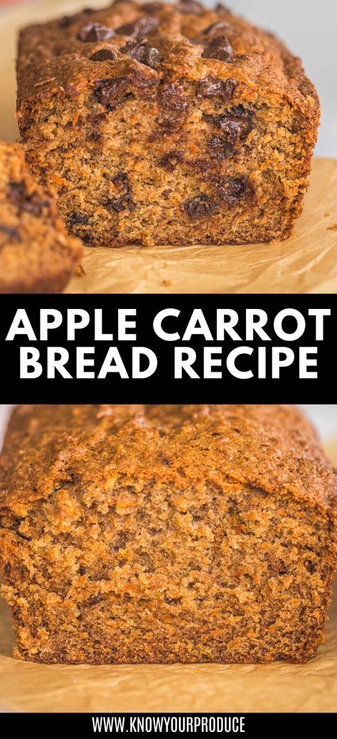 This apple carrot bread has warm notes from fall spices and sweet bits from apple and carrot juice pulp. Super moist and perfect for breakfast, a snack, or dessert! Apple Carrot Bread, Carrot Bread Recipe, Carrot Bread, Mixer Recipes, Apple Bread, Carrot Juice, Easiest Apples, Yummy Eats, Breakfast Recipes Easy