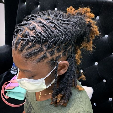 I love seeing the locs I started mature 😍#atl #locstyle #locbun #locpony #loccurls #curlylocs #womenwithlocs #locs #atlhair #atlhairstylist… Half Up Half Down Loc Hairstyles, Loc Braided Styles, Loc Cornrows, Half Up Half Down Loc Styles, Retwist Styles, Halo Highlights, Dreads Short Hair, Loc Retwist, Loc Goals