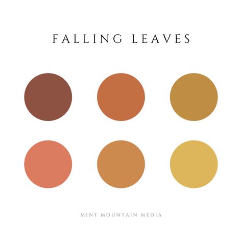 Mint Mountain Media Leaves Color Palette, Colors With Hex Codes, Mustard Wedding Colors, Fall Color Pallet, Mixing Paint Colors, Autumn Leaf Color, Thanksgiving Color, Modern Color Palette, Color Circle