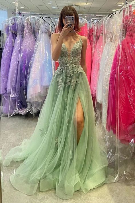 Tulle Long Prom Dress, Stylish Prom Dress, Prom Dress Inspo, Mermaid Prom Dresses Lace, Dusty Sage, Prom Dress Inspiration, Cute Prom Dresses, Prom Looks, Pretty Prom Dresses