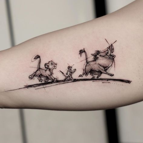 BK on Instagram: “Hakuna Matata / The Lion King 1994 Done at @bk.inkstudio” Kozo Tattoo, Stick Tattoo, Lion King Tattoo, King Tattoo, King Tattoos, Disney Tattoo, Diy Tattoo, Tattoo Kits, Top Tattoos