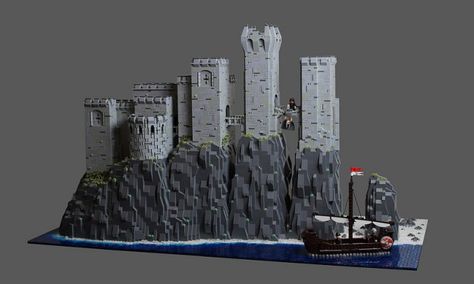 Castle Pyke Lego Game Of Thrones, The Iron Islands, Game Of Thrones Castles, Iron Islands, Minecraft Castle Designs, Lego Dragon, Micro Lego, Lego Ship, Minecraft Castle