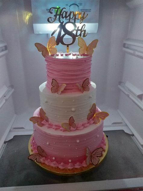 3 Tier Debut Cake, 18th Birthday Cake 3 Tier, 3 Tier Butterfly Cake, Butterfly Theme Cake, Debut Cake, One Piece Birthdays, Sweet 15 Party Ideas Quinceanera, Sweet 15 Party Ideas, Butterfly Cake Topper