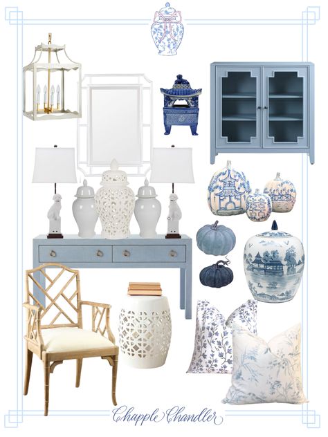 Shop my exclusive decor finds by screenshotting the pic and opening the LiketoKnow.It shopping app!   Serena and Lily, Coastal, Bamboo, Rattan, Garden Stool, Porcelain, Ginger Jar, Walmart, Amazon, Target, Etsy Finds, Chinoiserie, Pumpkins, Fall Decor, Blue Accent Table, Wayfair, White Scalloped Pendant Lighting, Blue porcelain pagoda, blue pumpkin, navy pumpkin, floral pillow, Caitlin Wilson pillows, Chinoiserie pillow, Chippendale armchair, rattan chair Light Blue Console Table, Chinoiserie Living Room Ideas, Pagoda Chinoiserie, Chinoiserie Chair, Client Office, Chinoiserie Pillow, Modern Chinoiserie, Thibaut Fabric, Lily Blue