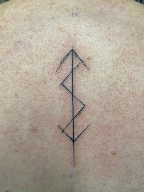 Viking Rune Tattoo For Women, Runes Spine Tattoo, Fine Line Nordic Tattoo, Viking Rune Tattoo Strength, Rune Hand Tattoos For Women, Rune Tattoo For Women, Feminine Viking Tattoo, Rune Tattoo Men, Runic Tattoo Arm