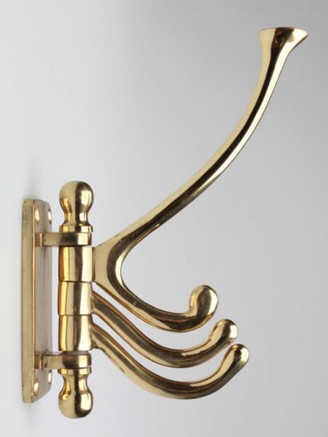 Three Arm Swivel Hook in Solid Thick Brass for Coats Bath Towels Robe or more Mission Style Homes, Swivel Hook, Eclectic Furniture, Elegant Chandeliers, Multipurpose Room, Antique Hardware, The Kings, Knobs And Handles, Polished Brass