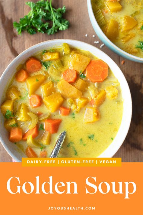 Golden Soup, Healing Soup, Dairy Free Soup, Veggie Soup, Vegan Soups, Vegan Soup, Easy Soups, Healthy Soup Recipes, Healthy Soup