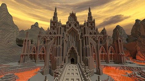 Nether Castle, Minecraft Castle Map, Minecraft Mega Base, Minecraft Biome, Cool Minecraft Ideas, Mega Base, Castle Minecraft, Minecraft Decor, Planet Minecraft