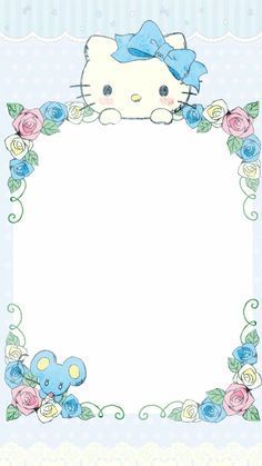 Hello Kitty Border, Hello Kitty Frame, Kertas Binder, 헬로키티 배경화면, Memo Pad Design, Hello Kitty Printables, Hello Kitty Tattoos, Charmmy Kitty, Hello Kitty Themes