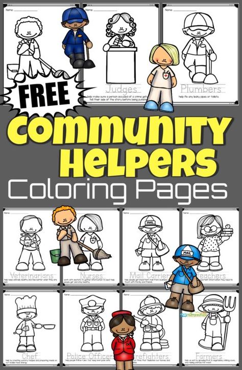 Help children learn about those that do essential jobs in our cities, state, and neighborhoods with these super cute and fun to color community helpers coloring pages. Just download the free coloring pages and have fun using crayons to colour firefighters, garbage collectors, doctors, farmer, police officers, and more! These are such a fun kids activity for toddler, preschool, pre k, kindergarten, and first grade students. Community Helpers Coloring Pages, Community Helpers For Kids, Community Helpers Printables, Community Helpers Week, Community Helpers Activity, Community Helper Lesson, Community Helpers Kindergarten, Community Helpers Crafts, Community Helpers Activities