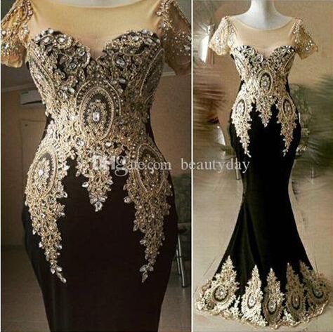 Black And Gold Gown, Pageant Evening Gowns, Stylish Prom Dress, Satin Formal Dress, Prom Dresses 2015, Dress Mermaid, Evening Party Gowns, Beaded Prom Dress, Prom Dresses Vintage