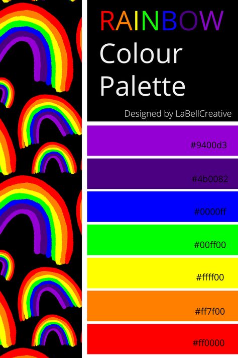 Rainbow Colour palette, bright fun colours, Rainbow Hex codes, loud rainbow colours, Hippie colours, psychedelic colour palette, fun colours, groovy colours, bold colour hues, vibrant colour palette, Rave Colour Palette, Loud Color Palette, Rainbow Colour Palette, Rainbow Color Palette, Color Palette Challenge, Color Chip, Branding Resources, Bohemian Colors, Color Palette Design