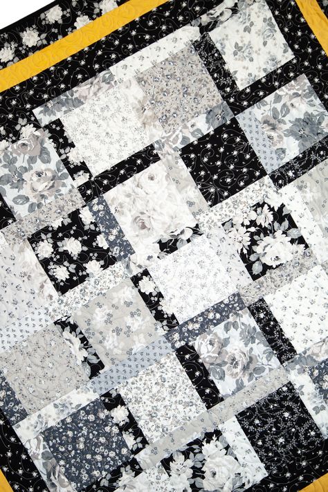 Serenity – Building Blocks Quilt + FREE Tutorial! – Riley Blake Designs Quilts Black And White, Building Block Quilt Pattern, Building Blocks Quilt Pattern Free, Building Blocks Quilt Pattern, Building Blocks Quilt, Purple Quilt, Black And White Quilts, White Quilts, Rag Quilts