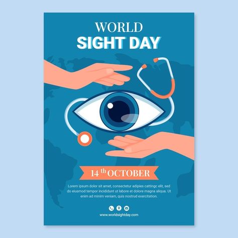 Flat world sight day vertical poster tem... | Free Vector #Freepik #freevector #flat-poster #vertical-poster #poster-template #event-poster World Sight Day Poster, Health Flyer, World Sight Day, Product Flyer, Flat World, Health Symbol, Health Fair, Posters Design, Wallpaper Photos