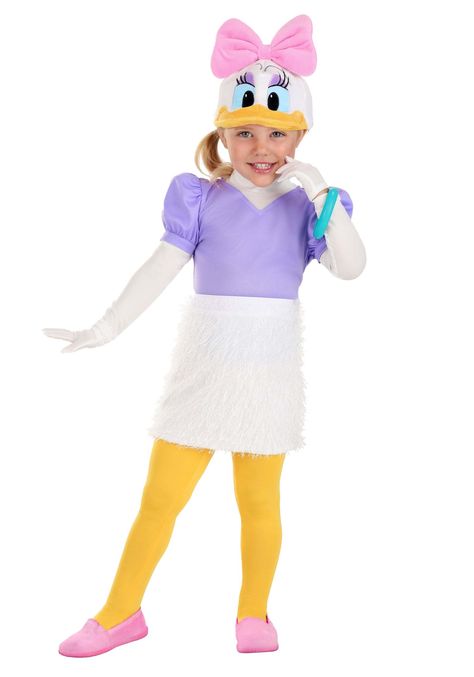 Duck Toddler Costume, Daisy Duck Outfit, Daisy Duck Costume, Duck Outfit, Disney Daisy Duck, Duck Costume, Orange Tights, Make Outfits, Yellow Tights