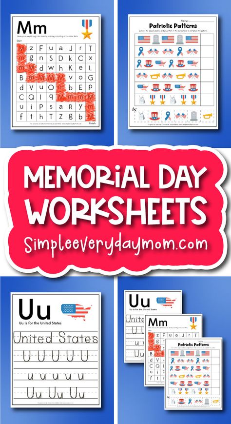 Memorial Day Worksheets For Kids [Freebie] Free Memorial Day Worksheets, Memorial Day Worksheets, Uncle Sam Craft, Patriotic Printables, Memorial Day Activities, Pre K Activities, Preschool Lesson Plans, Creative Activities For Kids, Educational Printables