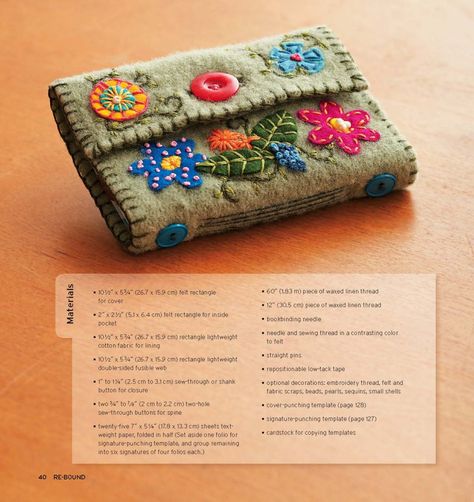 Nicely done. Old Sweater Crafts, Felt Wallet, Wool Felt Projects, Wool Applique Patterns, Felted Wool Crafts, Recycled Sweaters, Wool Embroidery, Felt Embroidery, Penny Rugs