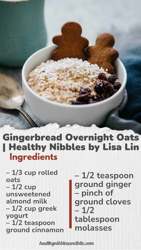 An easy breakfast recipe filled with gingerbread flavors! Overnight Oats Christmas, Gingerbread Overnight Oats, Christmas Overnight Oats, Easy Breakfast Recipe, Overnight Oats Healthy, Overnight Oatmeal, Oats Recipe, Overnight Oats Recipe, Baked Oatmeal