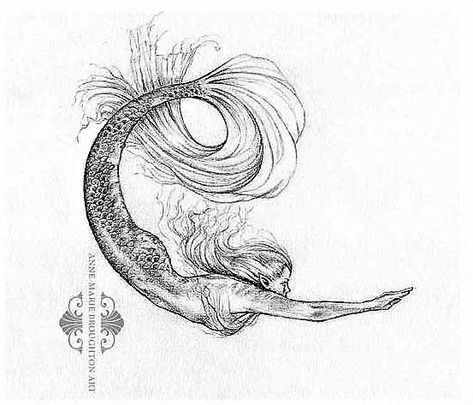 Illustrative Mermaid Tattoo, Whimsical Mermaid Tattoo, Siren Tattoo Goddesses, Vintage Mermaid Tattoo, Mermaid Tattoo Ideas, Illustrative Tattoo, Small Symbol Tattoos, Siren Tattoo, Book Illustration Design