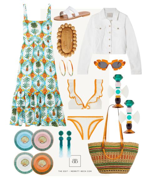 THE EDIT BY MERRITT BECK // BORGO DE NOR DANI MIDI DRESS Borgo De Nor, Beck, Beaded Drop Earrings, Beaded Hoop Earrings, Dream Wardrobe, Slide Sandals, Jean Jacket, Make Me Smile, Midi Dress