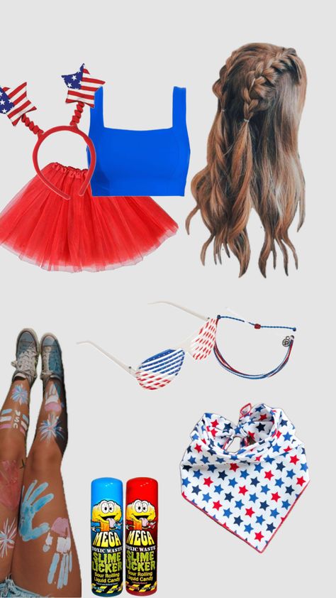 Fourth If July Outfits, Camp Costume, July Hairstyles, July Makeup, 4th Of July Makeup, Wrestling Outfits, Forth Of July, July Outfits, July Ideas