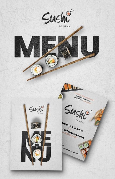 Menu Sushi, Sushi Logo, Graphic Designer Studio, Menu Design Inspiration, Cat Logo Design, Sushi Menu, Branding Concept, Menu Card Design, Menue Design