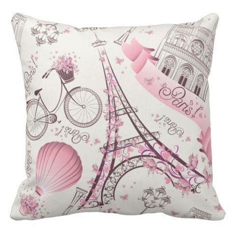 Modern Pink Paris Eiffel Tower Pattern Pillow Funny Pillow Cases, Paris Room Decor, Paris Bedroom, Velo Vintage, Funny Pillows, Paris Themed, Printed Pillowcases, Satin Pillowcase, Paris Theme